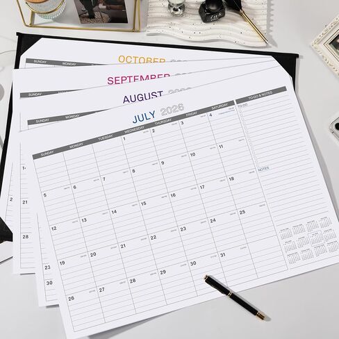 2023-2024 Desk Calendar - 18 Months Large Desk/Wall Calendar, 17" x 12", Jul. 2023 - Dec. 2024, Desk Calendar 2023-2024 with Corner Protectors, Ruled Blocks, Easy Planning - Black Flower in Kuwait