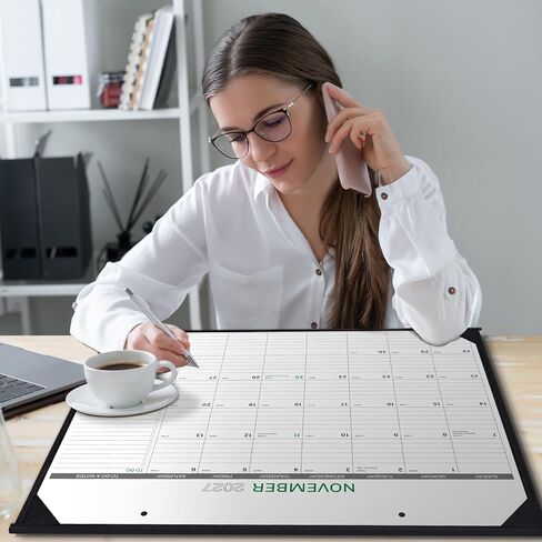 2023-2024 Desk Calendar - 18 Months Large Desk/Wall Calendar, 17" x 12", Jul. 2023 - Dec. 2024, Desk Calendar 2023-2024 with Corner Protectors, Ruled Blocks, Easy Planning - Black Flower in Kuwait