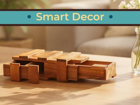 BSIRI Wooden Secret Money Puzzle Box Brain Teaser with Hidden Compartments Ideal Jewelry Stash 3D Lock Gift Card Wood Stash Holder for Cash Gifts Storage for Kids and Adults Double Magic Puzzles Boxes in Kuwait