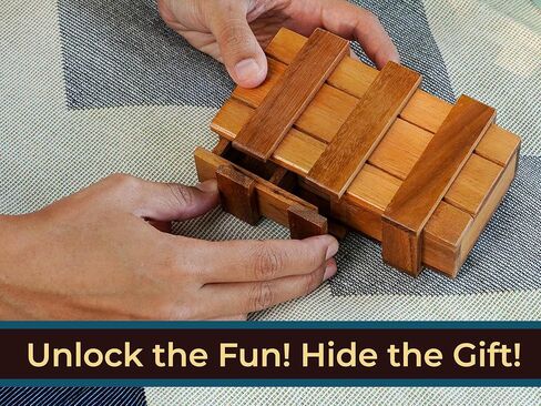 BSIRI Wooden Secret Money Puzzle Box Brain Teaser with Hidden Compartments Ideal Jewelry Stash 3D Lock Gift Card Wood Stash Holder for Cash Gifts Storage for Kids and Adults Double Magic Puzzles Boxes in Kuwait