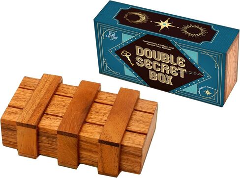 BSIRI Wooden Secret Money Puzzle Box Brain Teaser with Hidden Compartments Ideal Jewelry Stash 3D Lock Gift Card Wood Stash Holder for Cash Gifts Storage for Kids and Adults Double Magic Puzzles Boxes in Kuwait