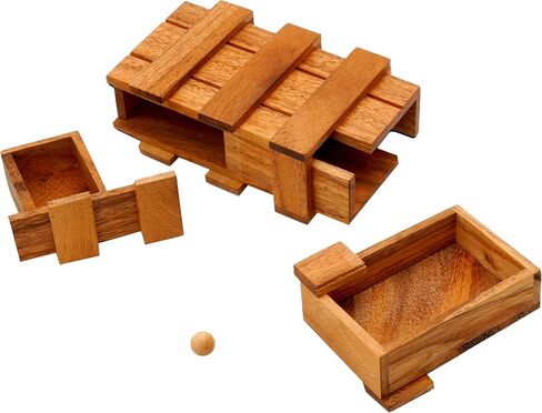 BSIRI Wooden Secret Money Puzzle Box Brain Teaser with Hidden Compartments Ideal Jewelry Stash 3D Lock Gift Card Wood Stash Holder for Cash Gifts Storage for Kids and Adults Double Magic Puzzles Boxes in Kuwait