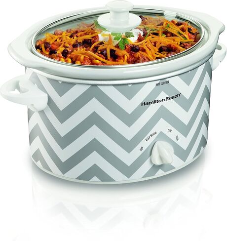 Hamilton Beach 4-Quart Slow Cooker with 3 Cooking Settings, Dishwasher-Safe Stoneware Crock & Glass Lid, Stainless Steel (33140V) in Kuwait