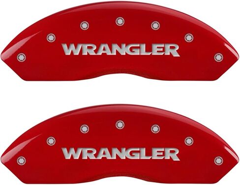 MGP Caliper Covers 42007SWRGRD 'Wrangler' Engraved Caliper Cover with Red Powder Coat Finish and Silver Characters, (Set of 4) in Kuwait