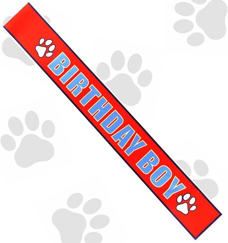 AHONEY Birthday Boy Sash, Red Paw Print Birthday Sash for Boys, Birthday Party Favors Photo Prop in Kuwait
