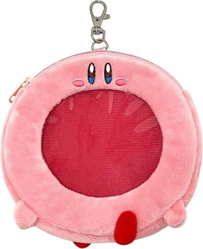 Kirby Mouthful Mode Plush Pouch – Ring Mouth Design, Zipper Case with Transparent Window & Keychain Clip in Kuwait