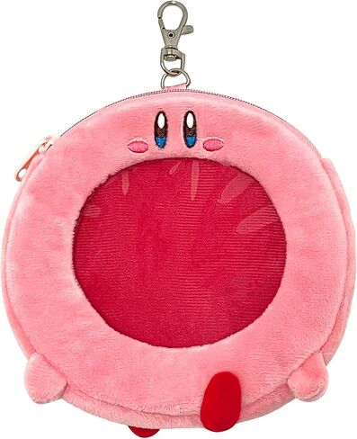 Kirby Mouthful Mode Plush Pouch – Ring Mouth Design, Zipper Case with Transparent Window & Keychain Clip in Kuwait