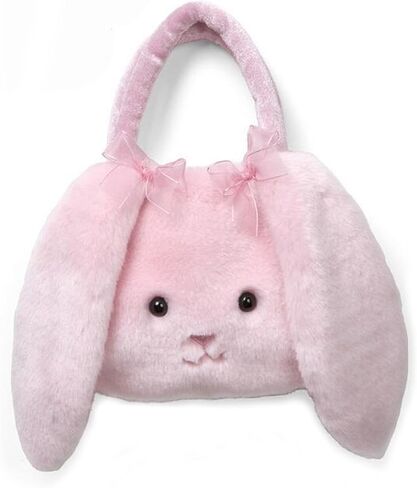 Rabbit Plush Bunny Handbags Soft Fluffy Rabbit Animal Tote Bags Toys Purses Pouch for Kids Girls Pink in Saudi Arabia