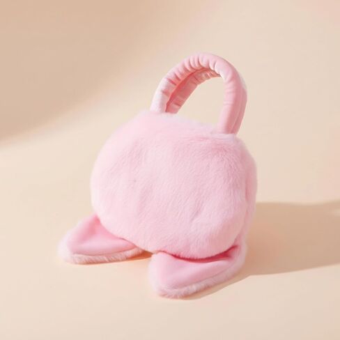 Rabbit Plush Bunny Handbags Soft Fluffy Rabbit Animal Tote Bags Toys Purses Pouch for Kids Girls Pink in Saudi Arabia
