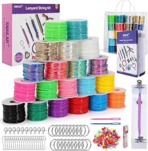 Lanyard String with Bracelet Jig– 20 Rolls Gimp String, Boondoggle String in Saudi Arabia