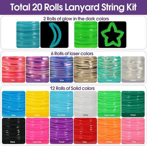 Lanyard String with Bracelet Jig– 20 Rolls Gimp String, Boondoggle String in Saudi Arabia