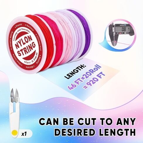 20 Rolls Nylon String for Bracelets Making, Nylon Cord for Jewelry Making in Saudi Arabia