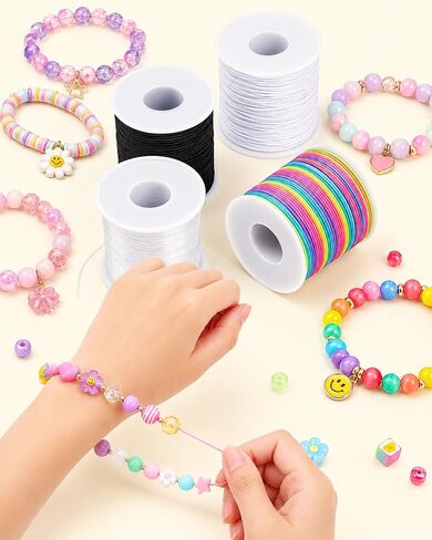 ZUSHALLMY Bracelet String Kit, 4 Rolls 1mm Elastic Cord, 660 FT Total in Saudi Arabia