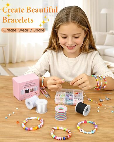 ZUSHALLMY Bracelet String Kit, 4 Rolls 1mm Elastic Cord, 660 FT Total in Saudi Arabia