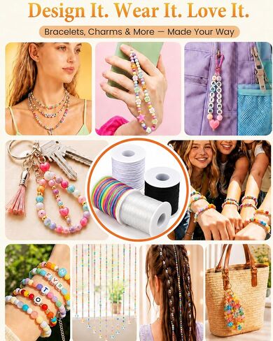 ZUSHALLMY Bracelet String Kit, 4 Rolls 1mm Elastic Cord, 660 FT Total in Saudi Arabia
