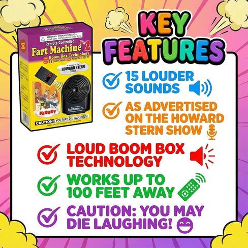 T.J. Wisemen, Inc. Fart Machine #2 - The Original Remote Controlled Fart Machine with Boom Box Technology - 15 Realistic Sounds - Wireless with 100 ft Range in Kuwait