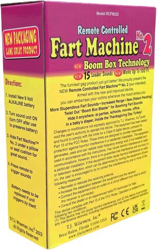 T.J. Wisemen, Inc. Fart Machine #2 - The Original Remote Controlled Fart Machine with Boom Box Technology - 15 Realistic Sounds - Wireless with 100 ft Range in Kuwait
