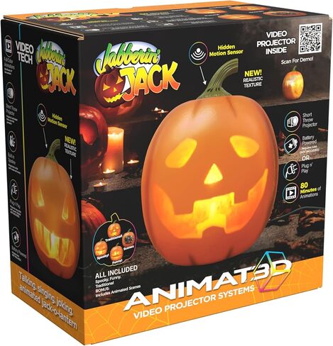 Jabberin' Jack Motion Sensor 12 Inch XL Talking Animated Orange Pumpkin with Built in Video Projector and Speaker Includes 80 Minutes of Content in Kuwait