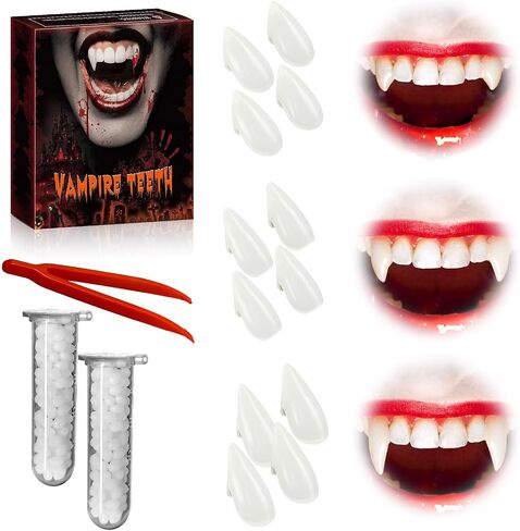 6 Pairs Vampire Teeth Fangs for Kids Adult Halloween Cosplay 3 Sizes in Kuwait