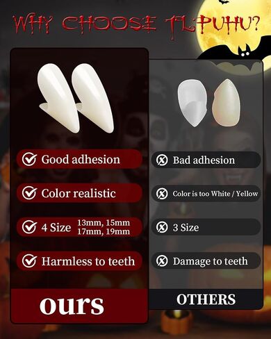 6 Pairs Vampire Teeth Fangs for Kids Adult Halloween Cosplay 3 Sizes in Kuwait