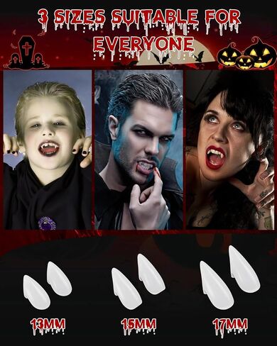 6 Pairs Vampire Teeth Fangs for Kids Adult Halloween Cosplay 3 Sizes in Kuwait