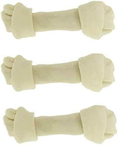 Top Dog Chews - Natural Beef Rawhide Bones (3 Pack), 8"-10" Long-Lasting Dog Bones for Aggressive Chewers, Digestible Dog Treats for Small, Medium & Large Breeds (3 Pack, 3, Count) in Kuwait