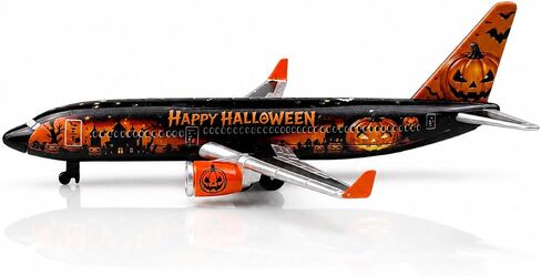 Halloween Airplane Model, Black & Orange Passenger Aircraft with Pumpkin and Bat Design, Decorative Collectible for Aviation Fans in Kuwait
