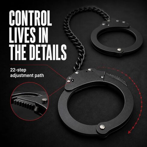 Yoghourds Metal Long Handcuffs - Sturdy Durable Double Lock Steel LegCuffs, Police Professional Heavy Duty Ankle Handcuffs with 2 Keys & Holster (Black) in Kuwait
