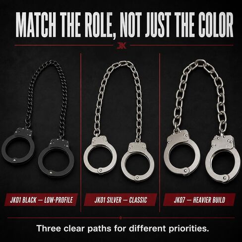 Yoghourds Metal Long Handcuffs - Sturdy Durable Double Lock Steel LegCuffs, Police Professional Heavy Duty Ankle Handcuffs with 2 Keys & Holster (Black) in Kuwait