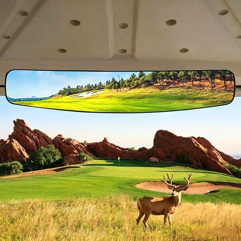 HKOO Golf cart Rear View Mirror,16.5" Extra Wide 180 Degree Panoramic Rear View Mirror Fit for Golf Cart EZGO Club Car Yamaha (Rear View Mirror) in Kuwait