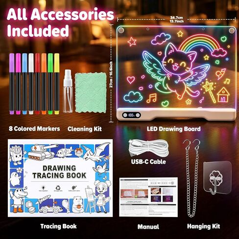 MOMSIV Led Drawing Board for Kids - Christmas Birthday Gifts for Girls Boys in Saudi Arabia