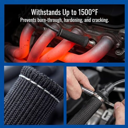 8 Pack Spark Plug Wires Boots Heat Shields Protector Covers Sleeves 6 Inch Automotive Spark Plugs Heat Shields Cover for SBC BBC 350 454 + 16Pcs Stainless Steel Wire Ties in Kuwait