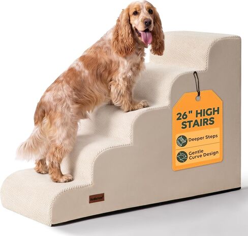 Dog Stairs for High Beds, 26" H 5-Step Pet Ramp for Small & Medium Dogs in Saudi Arabia