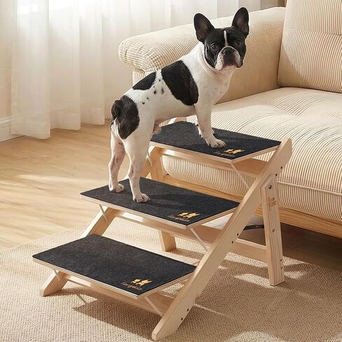 Luciphia Wooden 2-in-1 Dog Stairs, 4-Step Foldable Anti-Slip Pet Steps in Saudi Arabia