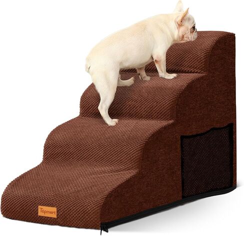 4-Step Dog Stairs for Small Dogs, Non-Slip Foam Pet Steps for High Beds in Saudi Arabia