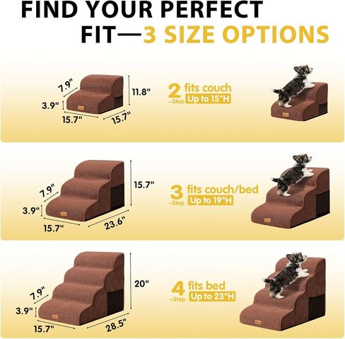4-Step Dog Stairs for Small Dogs, Non-Slip Foam Pet Steps for High Beds in Saudi Arabia