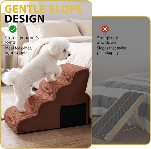 4-Step Dog Stairs for Small Dogs, Non-Slip Foam Pet Steps for High Beds in Saudi Arabia
