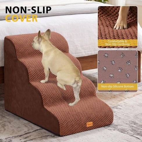 4-Step Dog Stairs for Small Dogs, Non-Slip Foam Pet Steps for High Beds in Saudi Arabia