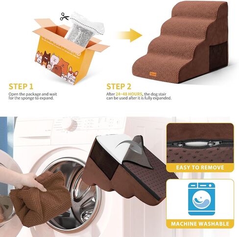 4-Step Dog Stairs for Small Dogs, Non-Slip Foam Pet Steps for High Beds in Saudi Arabia