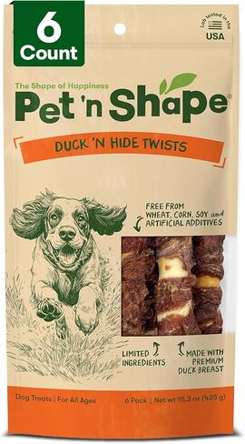 Pet 'n Shape Chik 'n Hide Twists, Chicken Wrapped Rawhide Treats, 6 count in Kuwait