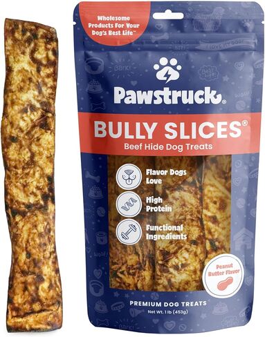 Pawstruck Premium Rawhide Bully Slices Beef Flavor Low Fat Dog Chew 1lb in Saudi Arabia