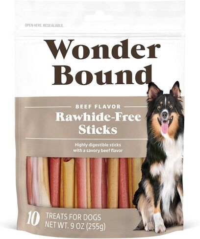 Wonder Bound Beef Flavor Dog Treat Sticks - 10 Count - Rawhide-Free, Dental Health Chews for Plaque & Tartar Control, Easy to Digest, Long-Lasting in Saudi Arabia