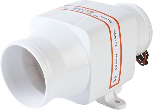 SEAFLO 3" In-Line Marine Bilge Air Blower 12V 130 CFM Quiet Boat White in Kuwait