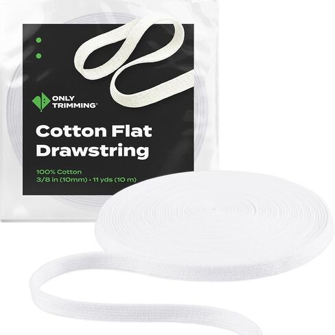 100% Cotton Flat Drawstring Cord, 3/8 Inch x 11 Yards, Black in Kuwait