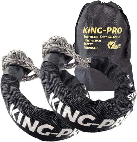 Synthetic Shackle 3/8"x16" Soft Shackle 24,200lbs Breaking Strength Recovery Soft Shackle with Protective Sleeves for JEEP ATV UTV SUV Light Truck and Power Sport Equipment 2-Pack (Blue-Gray) in Saudi Arabia