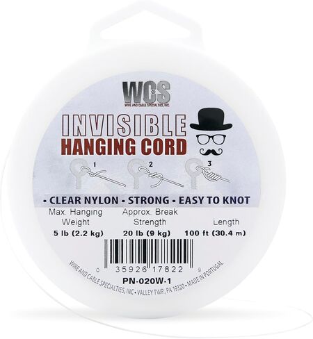 WCS Invisible Hanging Wire Clear Cord Nylon String, 100ft - 5 lb / 2.2 kg in Saudi Arabia