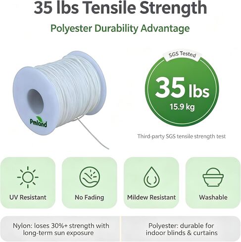 PMLAND 1 X Roll of 100 Yards Lift Shade Cord 1.2 mm - White in Kuwait