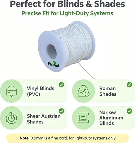 PMLAND 1 X Roll of 100 Yards Lift Shade Cord 1.2 mm - White in Kuwait