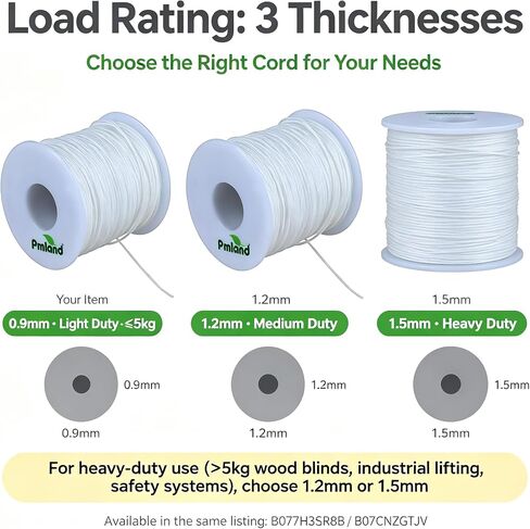 PMLAND 1 X Roll of 100 Yards Lift Shade Cord 1.2 mm - White in Kuwait