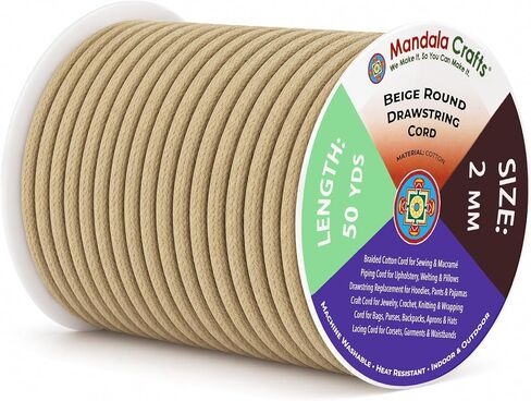 Mandala Crafts 3mm Black Replacement Drawstring Cords Macrame Rope in Kuwait